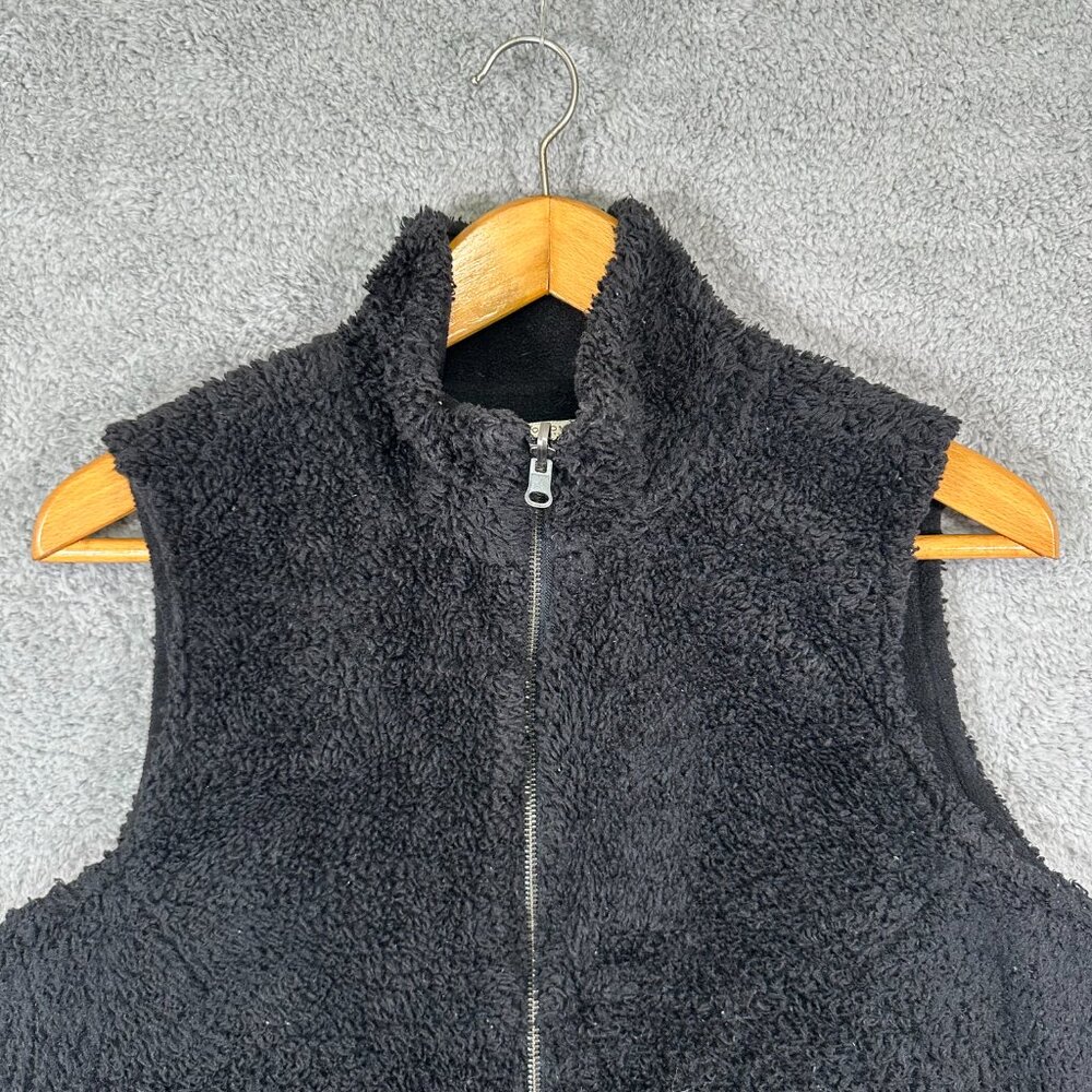 Sonoma Womens 1X Fleece Vest Full Zip Pockets Solid Black Plus Size - Picture 3 of 9